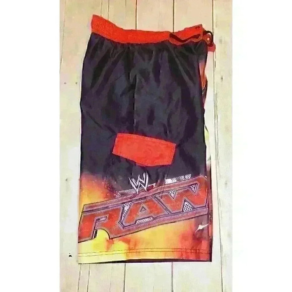 Licensed WORLD WRESTLING RAW Boys Teen Swim Surf Board WWR Shorts size L 14/16 - Picture 4 of 5
